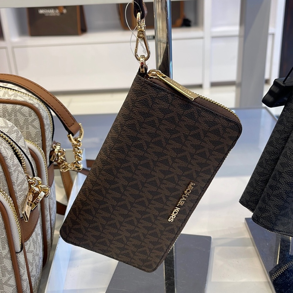 Michael Kors MK Signature Large Flat Multi-Function Phone Case Wallet Wristlet